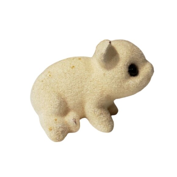 Josef Originals Fuzzy Piglet Pig Flocked Fuzzy Figurine Sitting - Picture 4 of 7